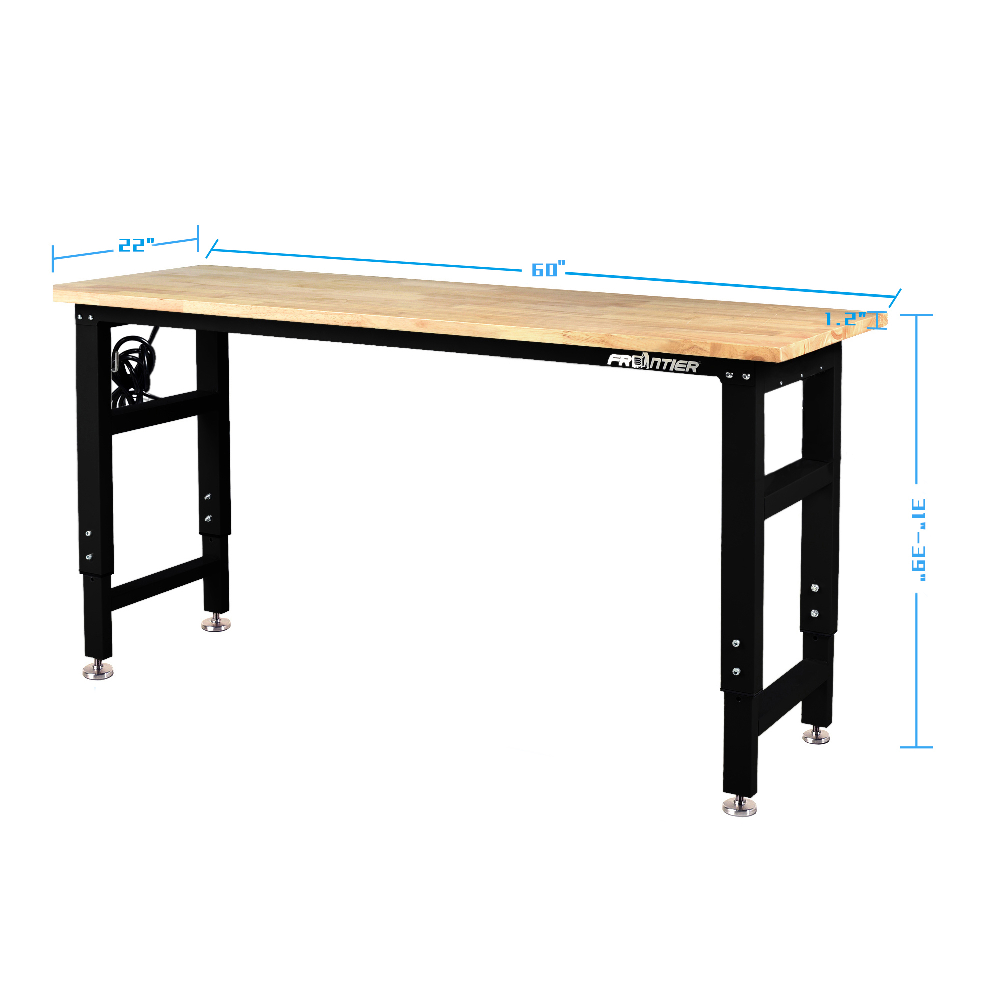 5-Foot Wooden Top Workbench with Adjustable Height