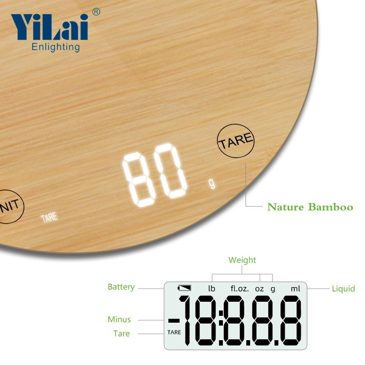 5kg capacity digital 100% bamboo kitchen scale electronic food kitchen scale - Image 2
