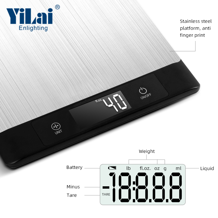 5kg Digital Kitchen Scale with Stainless Steel Platform