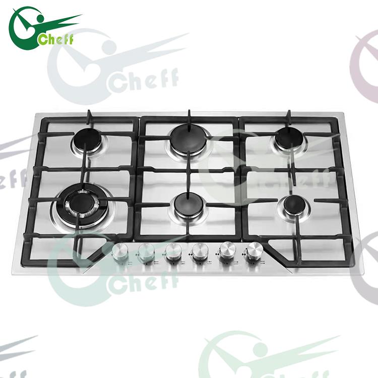 6-Burner Stainless Steel Built-in Gas Hob
