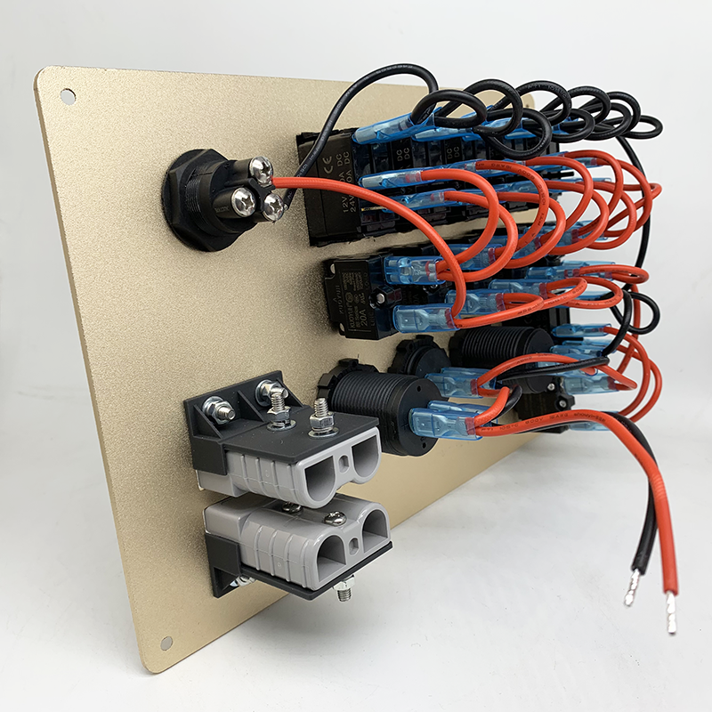 6 Gang Rocker Switch Panel with Aluminum Panel with 5 Pin ON OFF 2 LED Indicator for Boat - Image 2