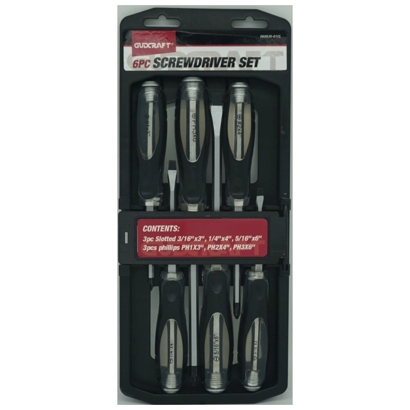Slotted and Phillips Screwdriver Set, 6-Piece