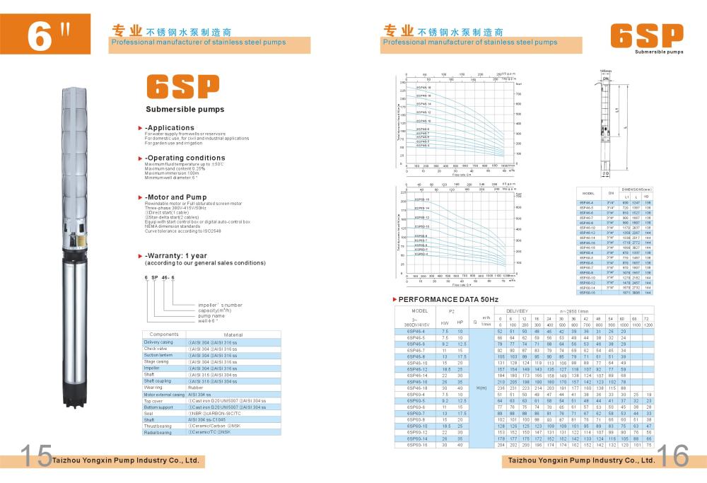 6SP Series Submersible Water Pump