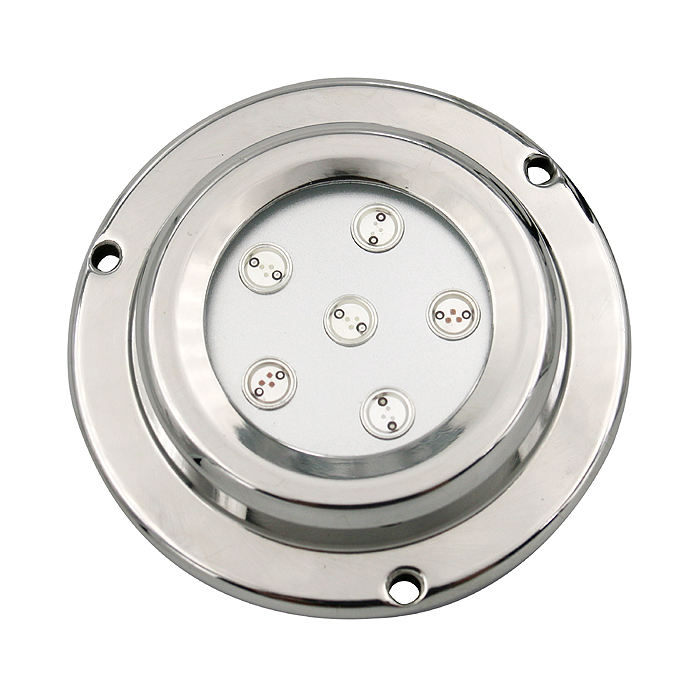 Front view of 6W stainless steel underwater LED light