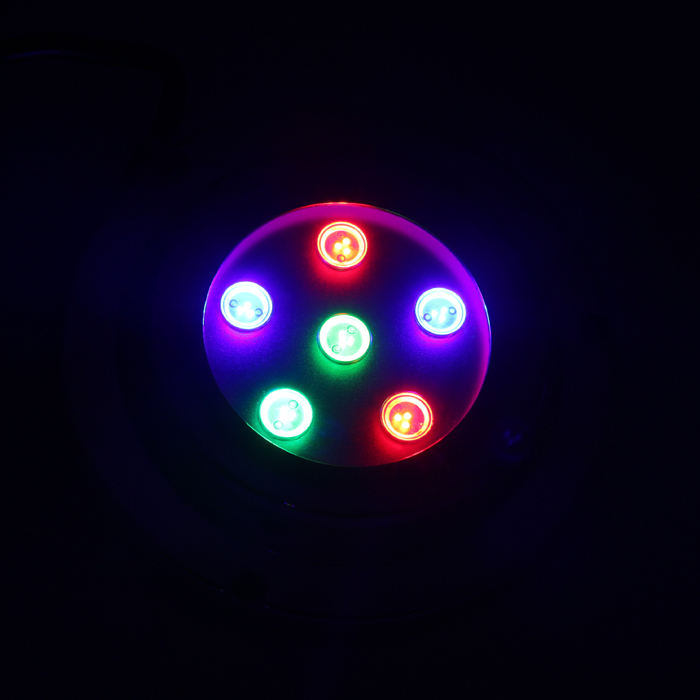 Underwater LED light illuminated in green