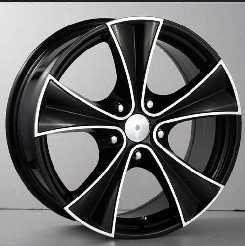 Five-Spoke Black Alloy Wheel with Silver Accents