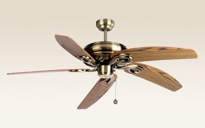 Antique Brass Finish Ceiling Fan with Wooden Blades
