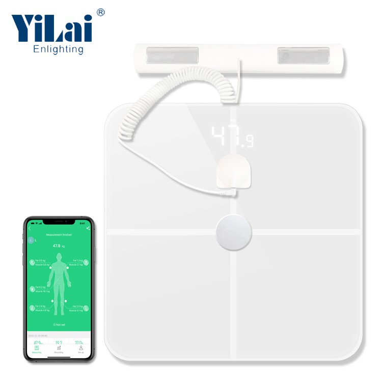 8 electrodes bluetooth boy fat scale super white ITO glass smart body fat scale with app - Image 2