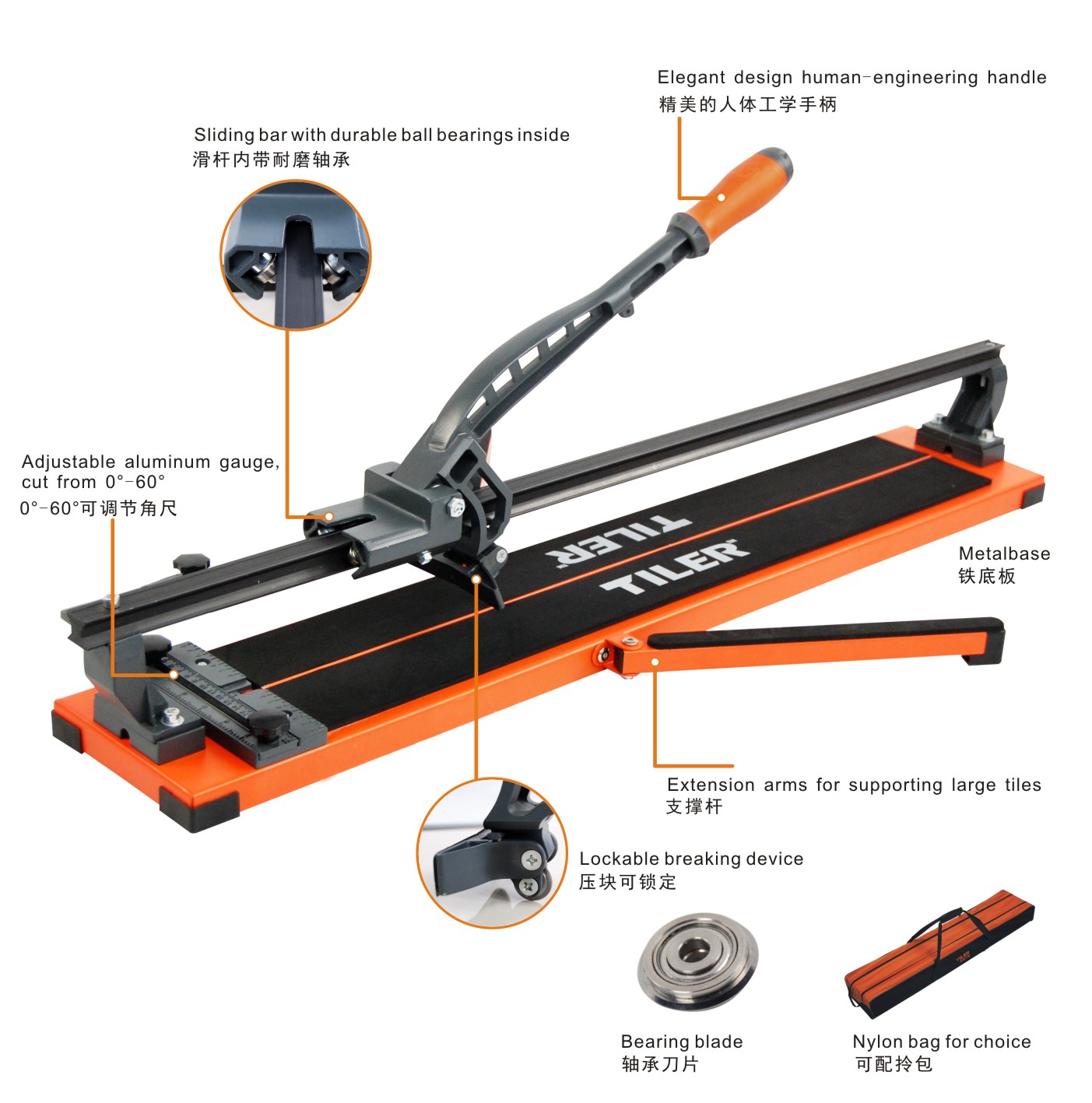 Manual Tile Cutter with Tungsten-Carbide Wheel