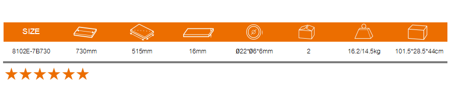 Technical specification chart for 730mm tile cutter