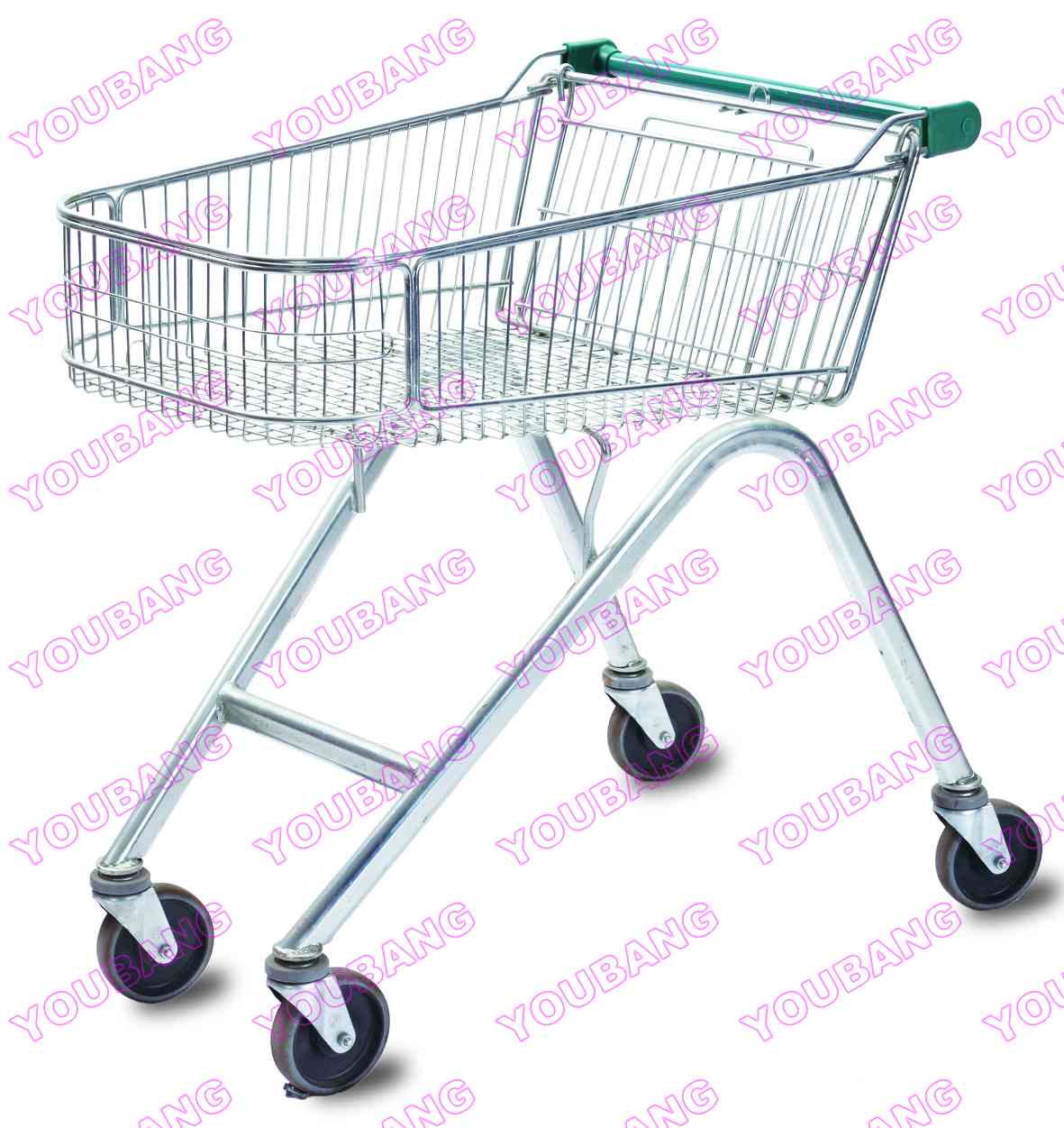 90L High-Leg Shopping Trolley with Rubber Casters