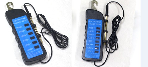 Voltage level indicators on fence tester