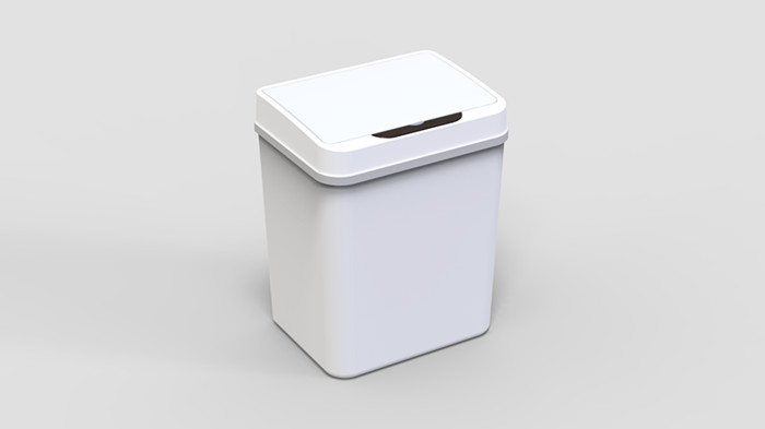 Sleek white plastic body of the 9L trash can