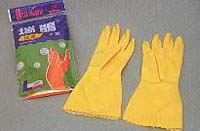 Yellow Rubber Household Cleaning Gloves
