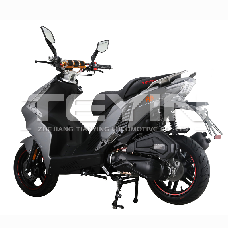 Detailed view of the scooter's modern design and instrumentation area