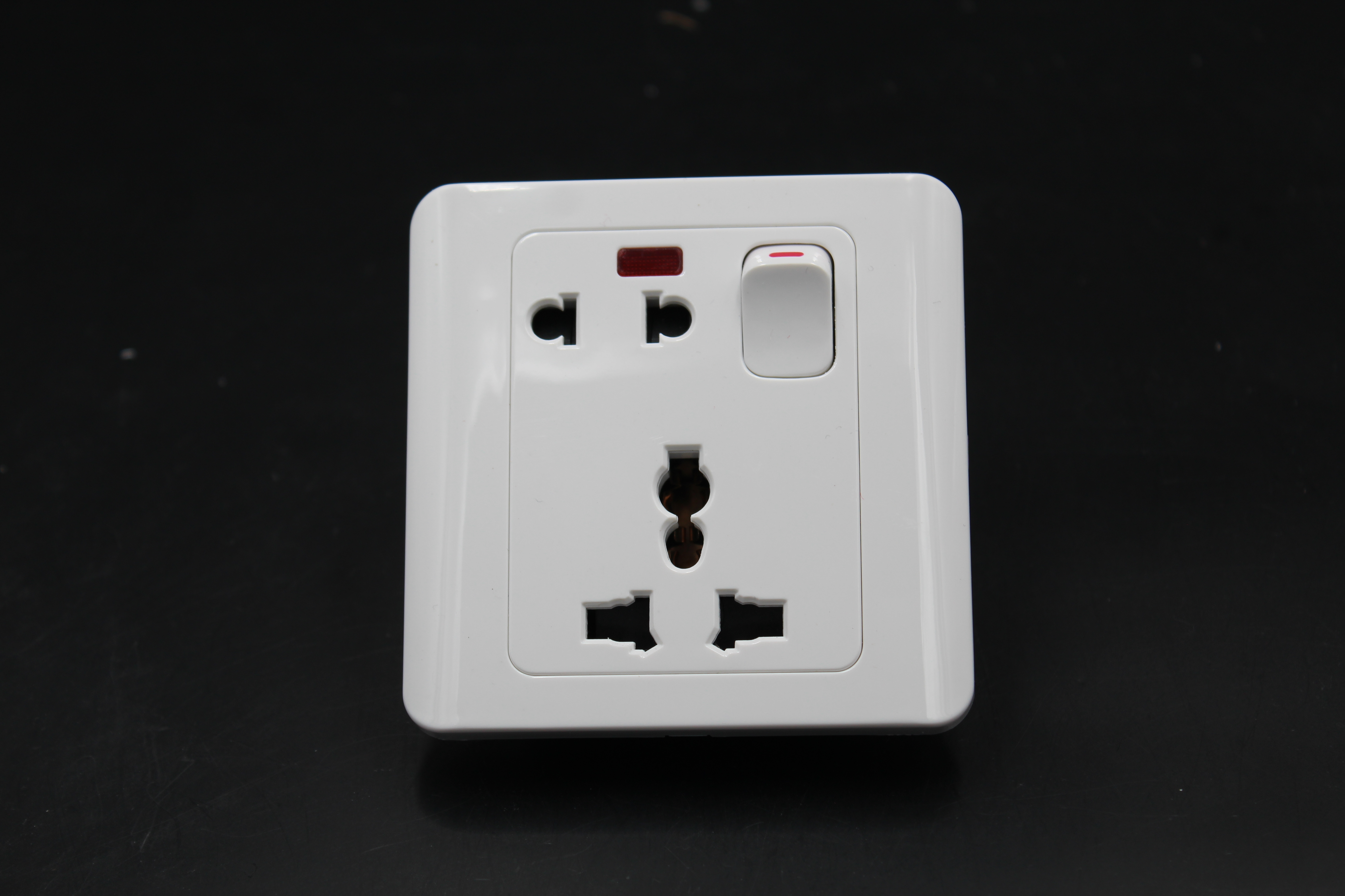 Electrical Wall Switch and Power Socket Combo with Indicator Lights