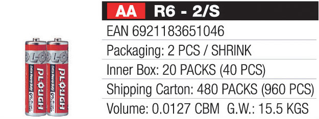 AA R6-2/S Alkaline Batteries