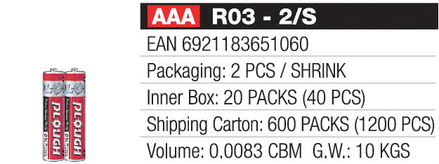 AAA Alkaline Battery R03-2/S