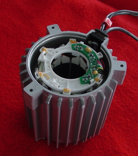 Electric Motor Stator Assembly with Finned Housing