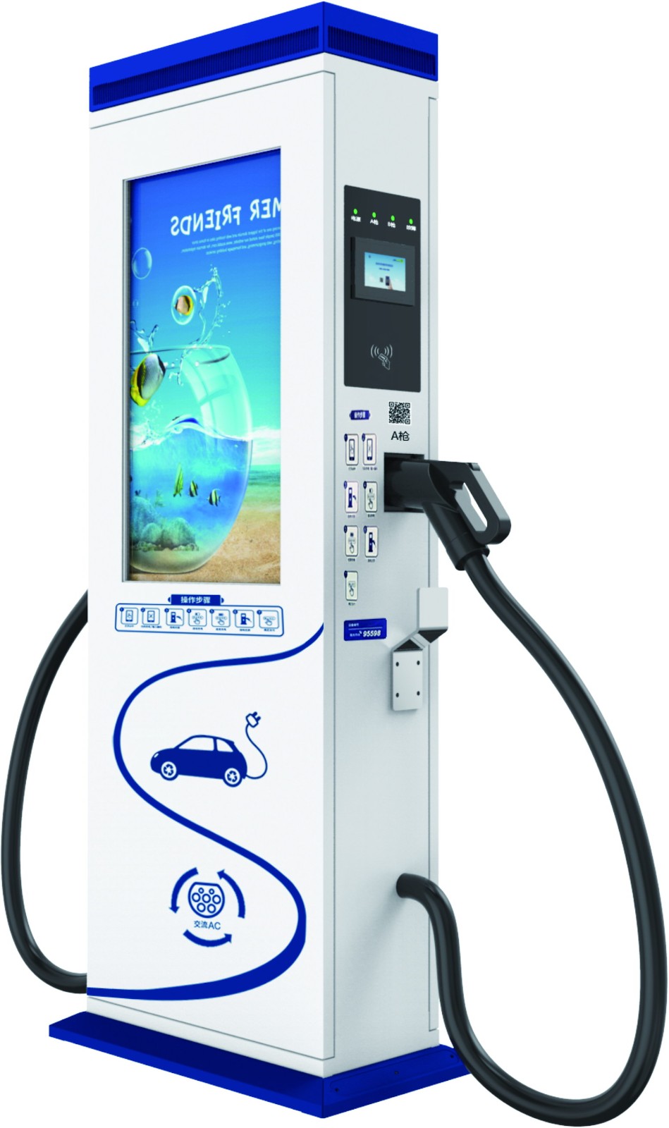 84kW Vertical AC Charging Station with Advertising Display