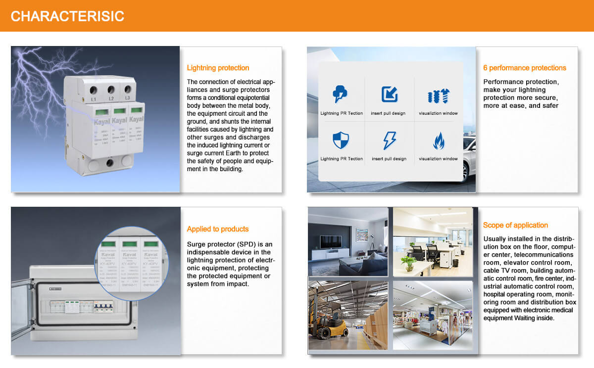 Diagram showing surge protector application and internal protection mechanisms