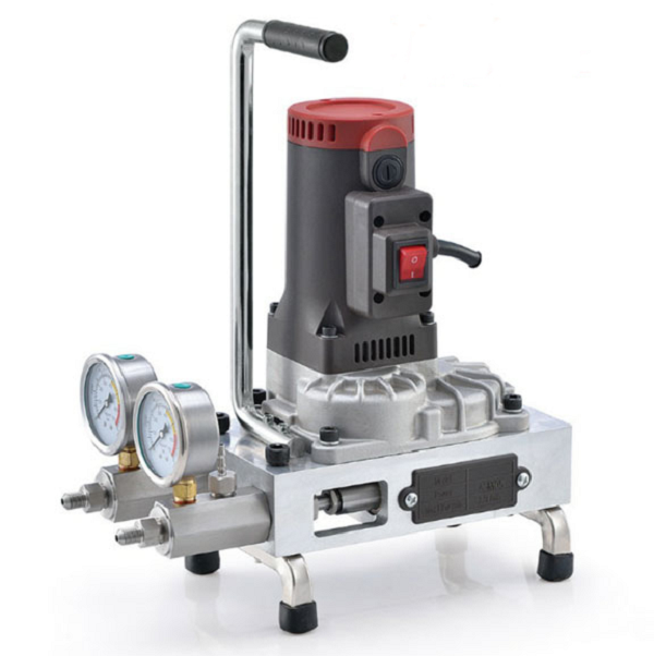 High-pressure acrylic injection pump with dual gauges