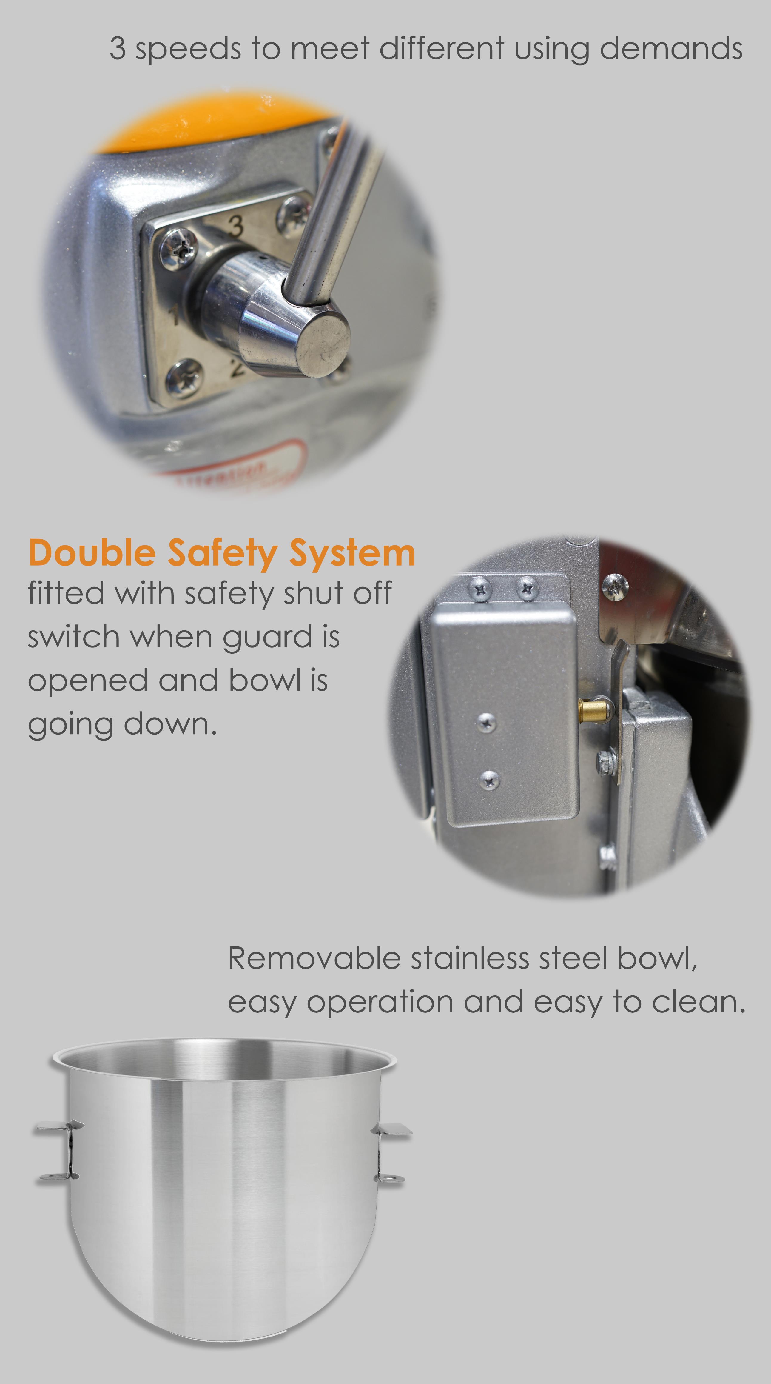 AD20 Planetary Mixer safety features and speed control