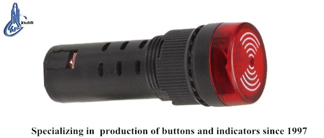 Red LED indicator light with integrated buzzer