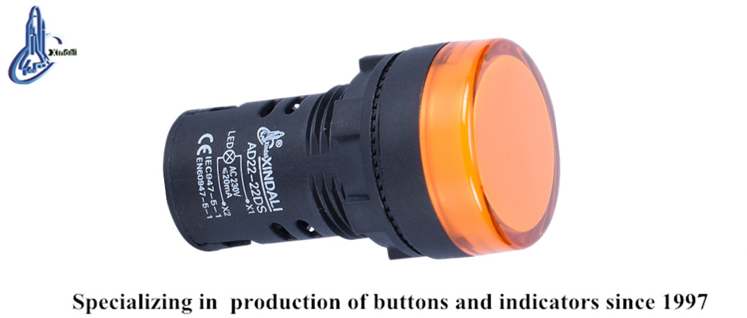 AD22-22DS LED Pilot Lamp with technical markings