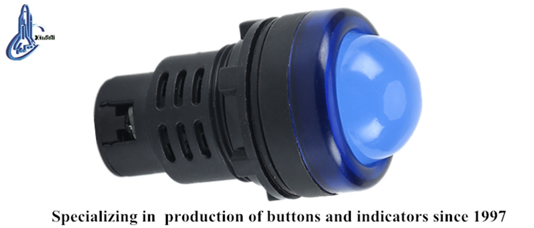 Blue LED panel indicator light for industrial applications