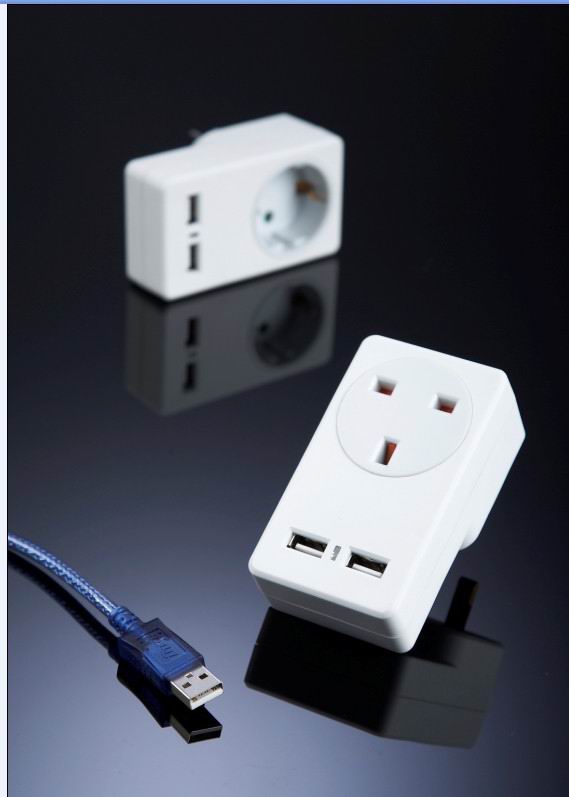 UK AC Power Adapter with Dual USB Charging Ports