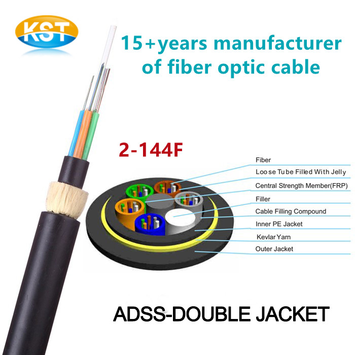 ADSS self support aerial outdoor fiber optic cable 2 4 6 8 12 24 48 64 96 144 core - Image 3