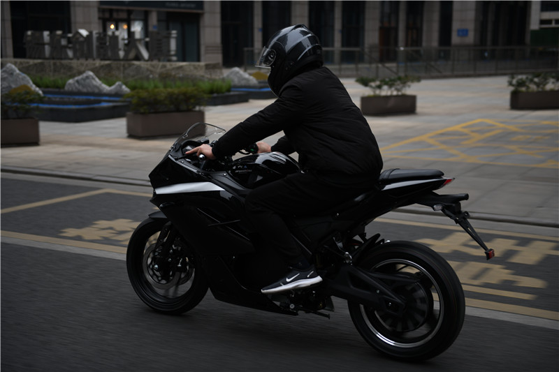 Electric motorcycle in an outdoor setting