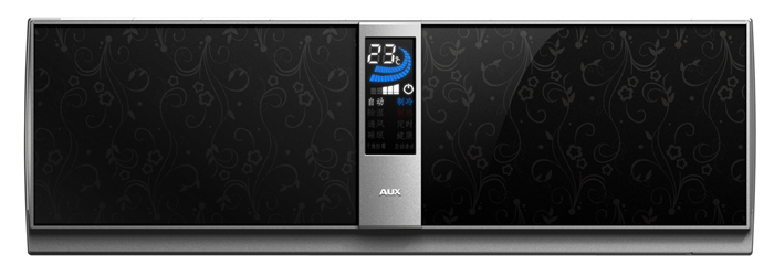 Black Split Air Conditioner with Floral Pattern