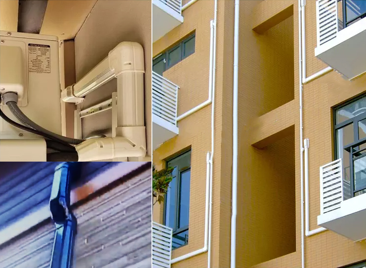 Installed AC pipe cover
