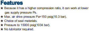 Key features of the air-driven gas booster