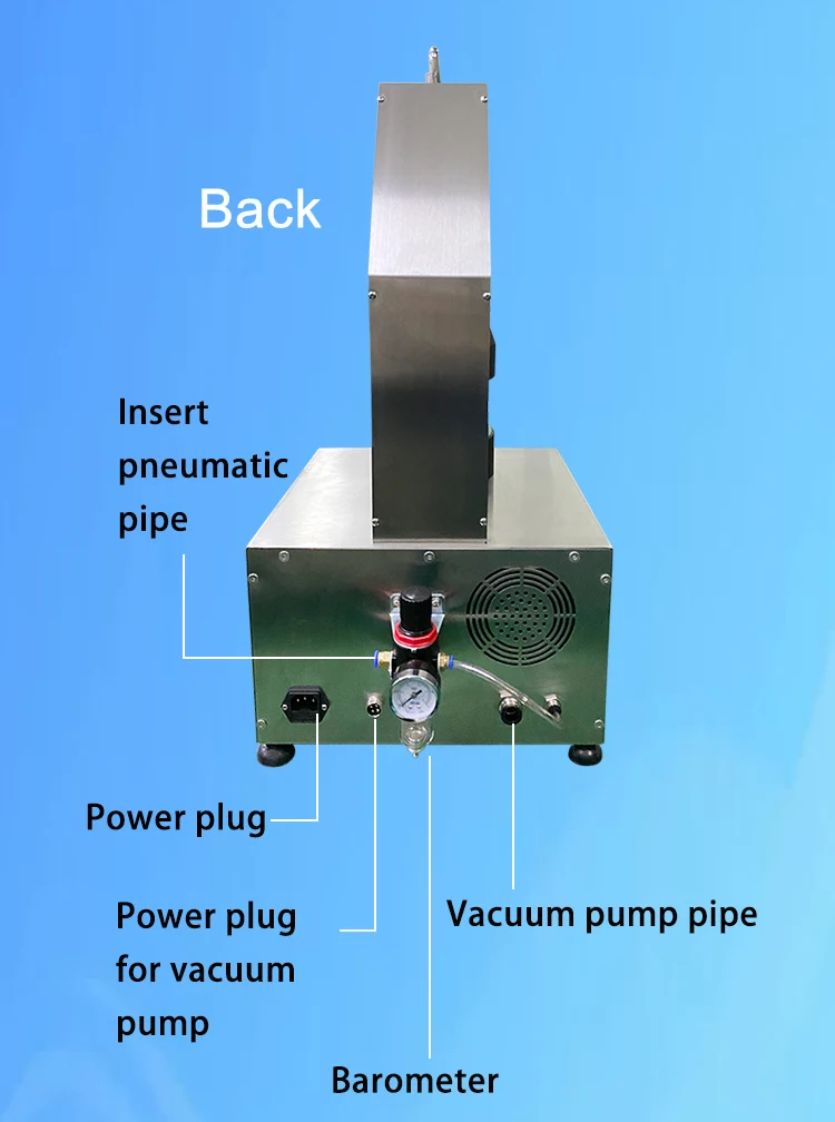 Rear view of the machine showing connection ports.