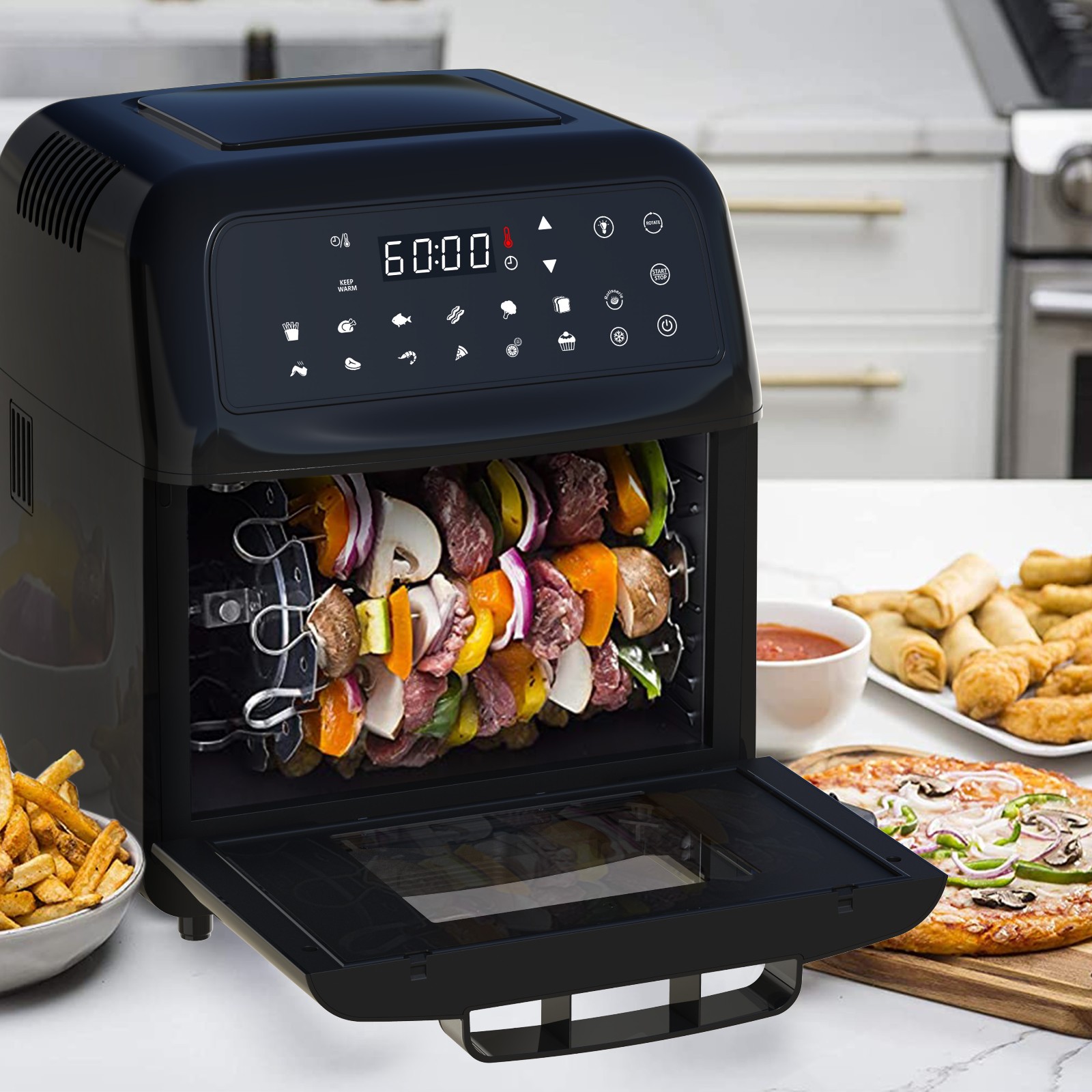 10L 1600-Watt Electric Air Fryer Oven with Rotation