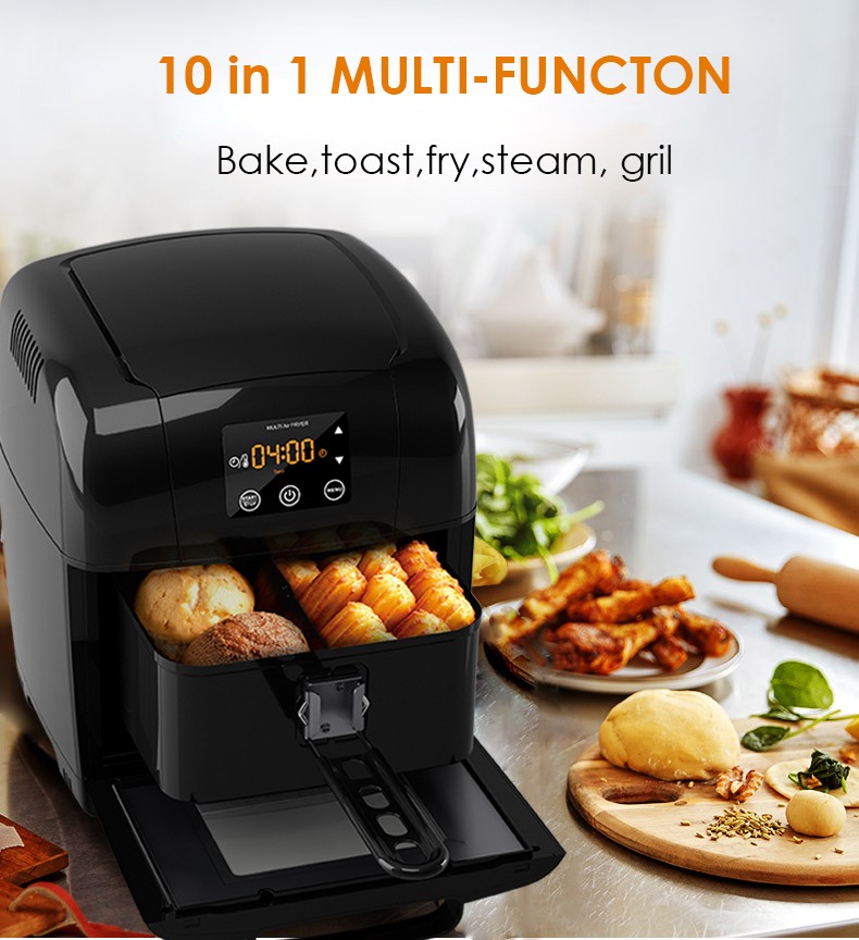 Air fryer with visible window & 3.3L basket,tray,toast rack,golve;1400W air oven cooker - Image 3