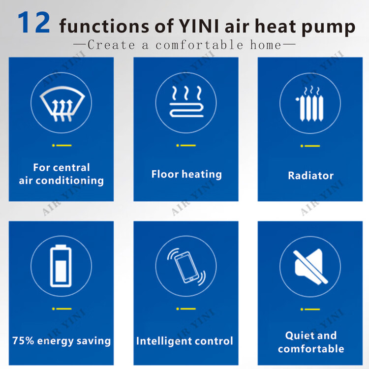 12 functions of the air heat pump including intelligent control and quiet operation