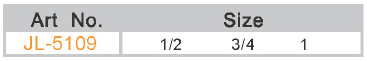 Table showing available sizes for JL-5109 automatic air vent including 1/2, 3/4, and 1 inch options.