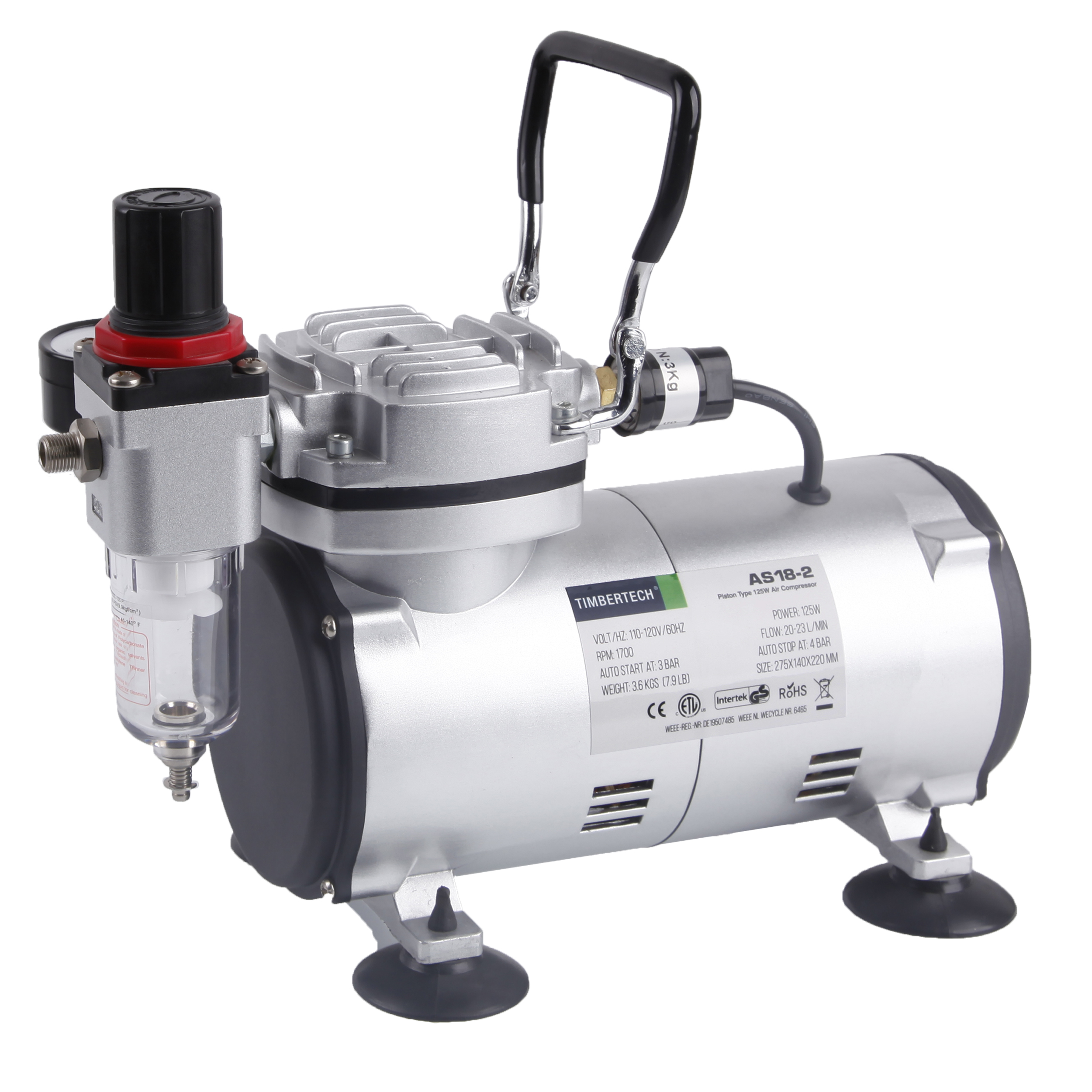 Airbrush Compressor AS18-2 Basic Mini Compressor 4 Bar/Auto Stop for Hobby Paint Body Tattoo Cake Decoration - Image 2