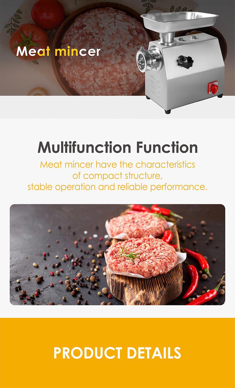 Close up of meat mincer detailing its multifunction capabilities and compact design
