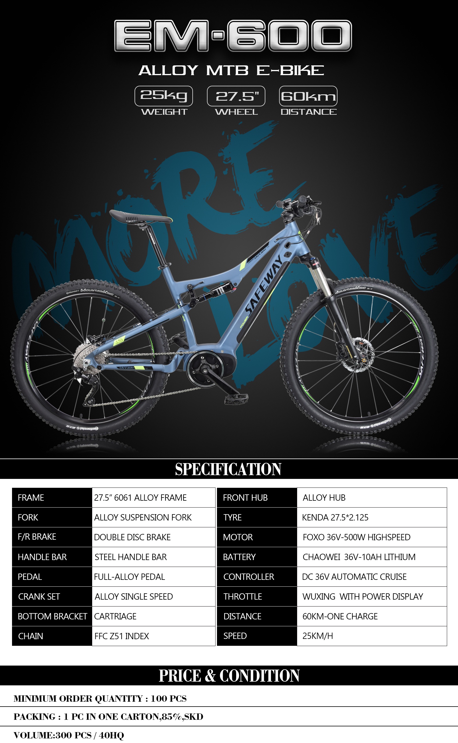 27.5" Alloy Electric Mountain Bike