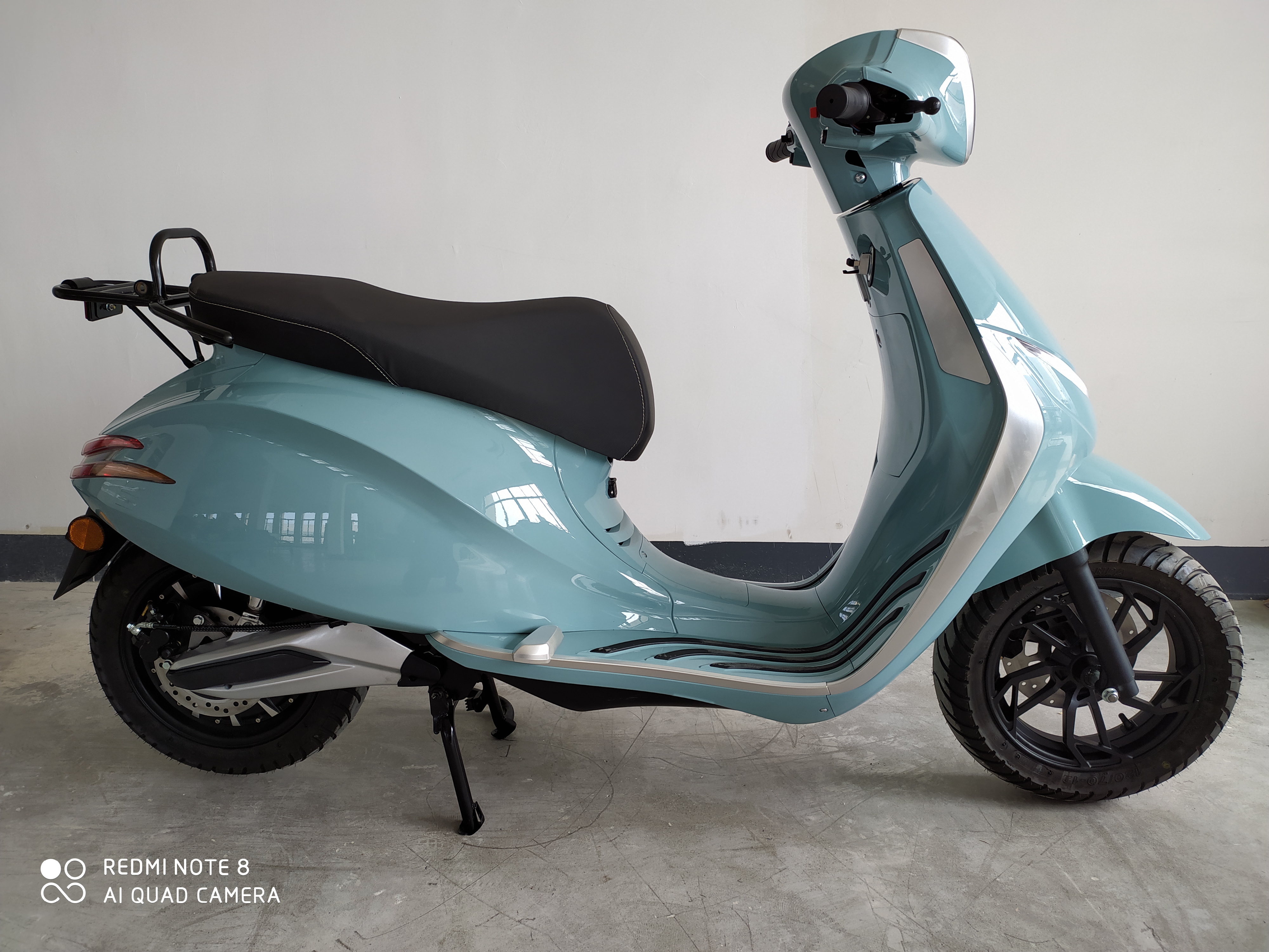 Rear view of the electric motorcycle