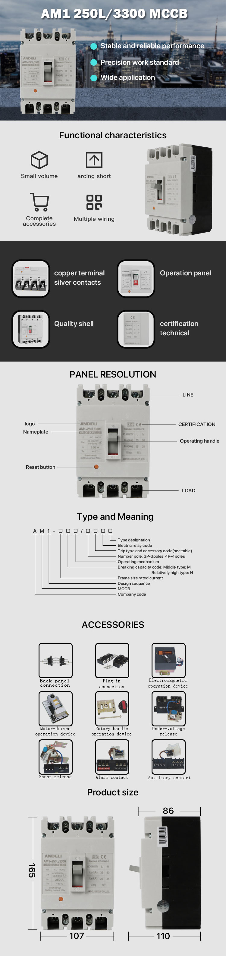 MCCB Technical Diagram and Features