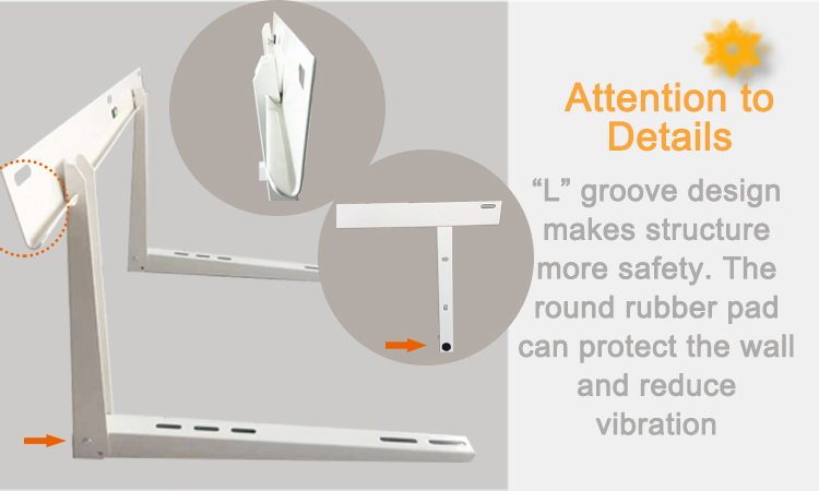 Diagram showing L-groove design and anti-vibration rubber pads