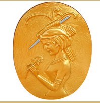 Golden Woman Profile Medallion Wall Plaque