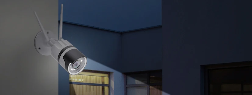 Outdoor wireless security camera with spotlight