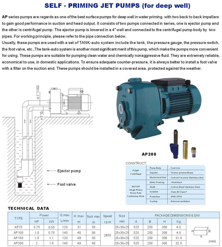 Deep Well Water Priming Pump